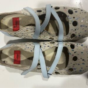 Rieker Women's Flats in Cream and Light Blue